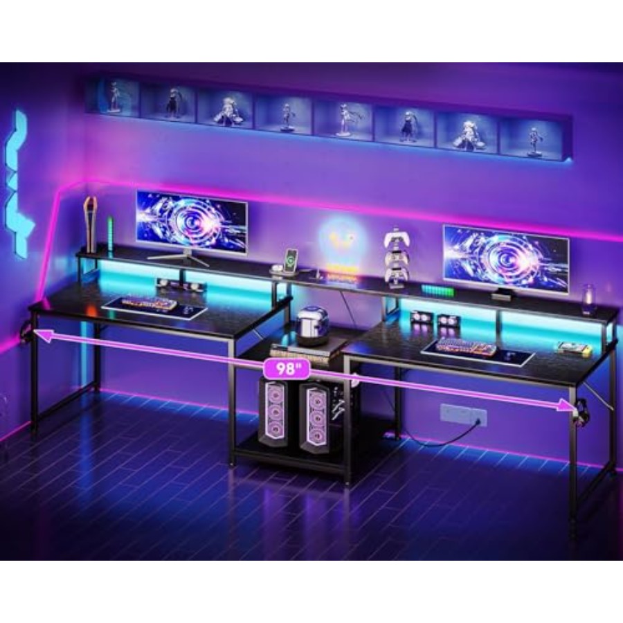 Gaming desk for 2 persons, 98' - Desk Setup L Shaped recension och pris
