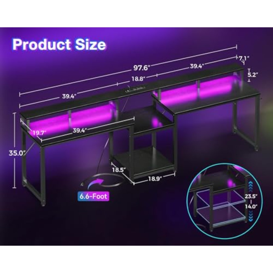 Gaming desk for 2 persons, 98' - Desk Setup L Shaped recension och pris