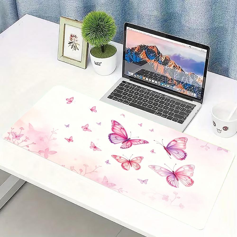 Watercolor Pink Butterfly Larg - Desk Setup Pc And Laptop recension och pris