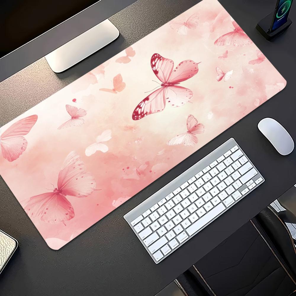 Watercolor Pink Butterfly Larg - Desk Setup Pc And Laptop recension och pris
