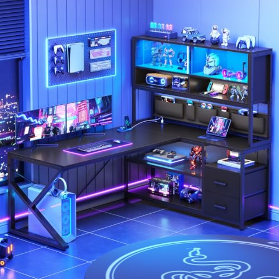 L Shaped Gaming Desk with Stor - Desk Setup L Shaped recension och pris