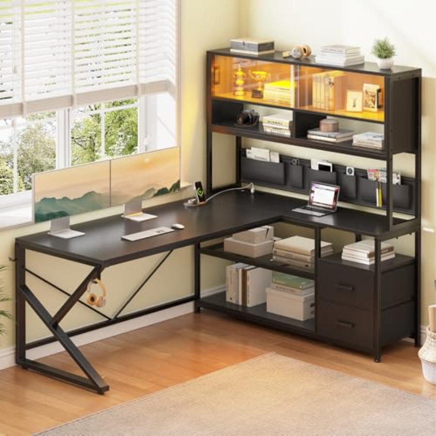L Shaped Gaming Desk with Stor - Desk Setup L Shaped recension och pris