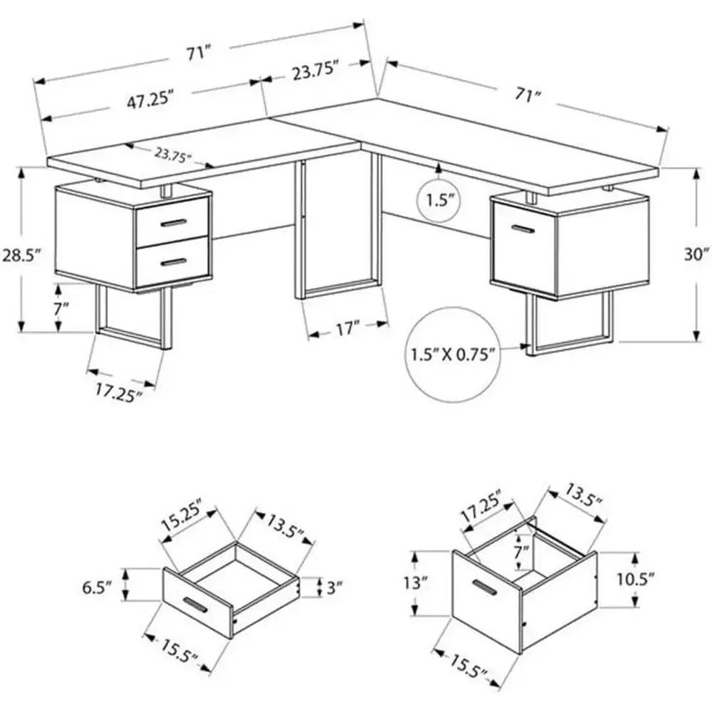L-Shaped 70 Computer Desk with - Desk Setup L Shaped recension och pris