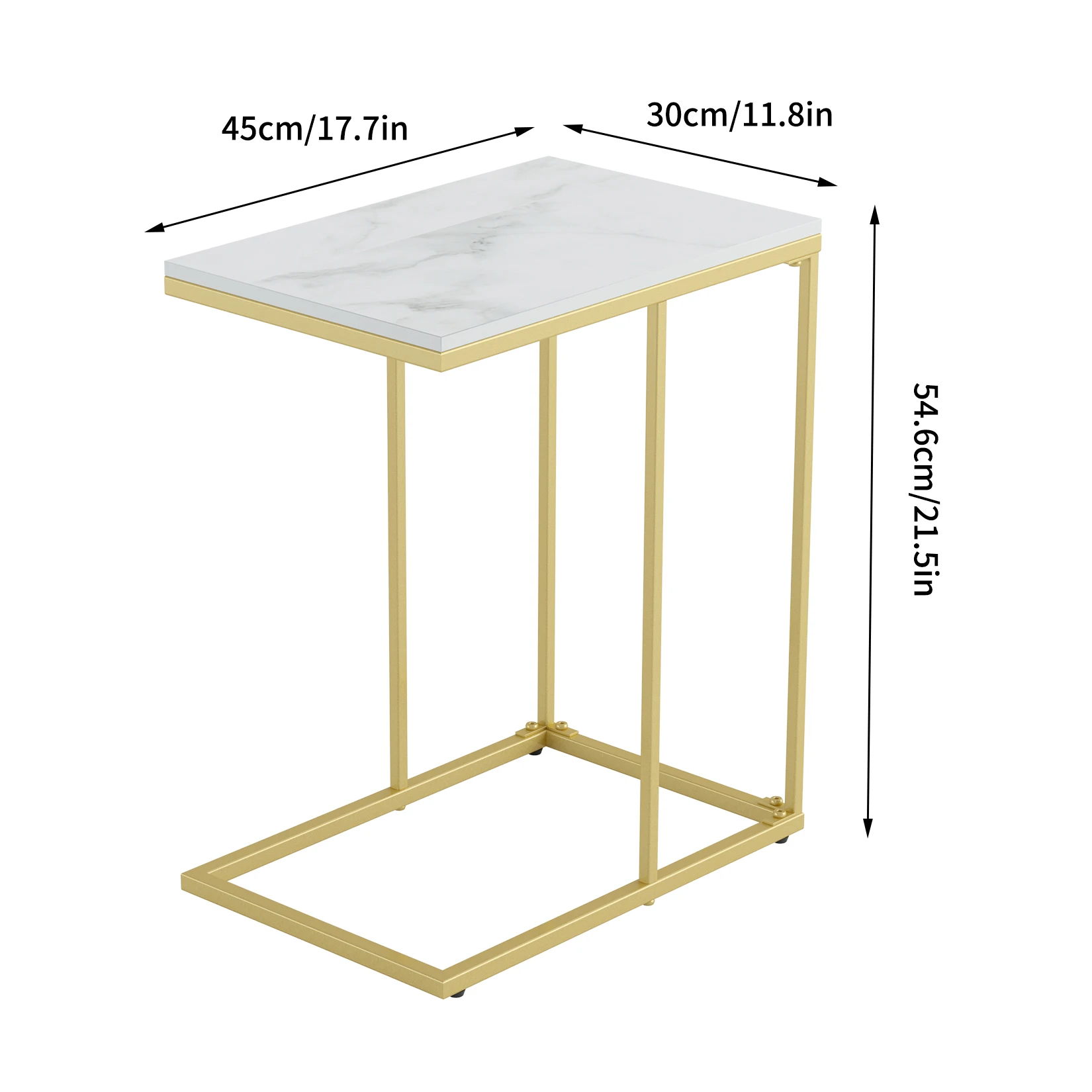 Marble Side End Table, C Shape - Desk Setup Minimalist recension och pris
